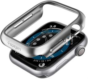 img 4 attached to Чехол Spigen Thin Graphite для Apple Watch - 44 мм серии 6/SE/5/4, разработанный для оптимальной посадки.