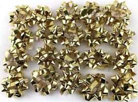 img 1 attached to Pack of 20 Mini Metallic Gold Gift Wrap Bows - Christmas Ribbon Bows 1 1/4 inch, Perfect for World-Themed Celebration