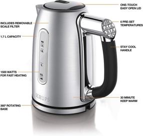 img 3 attached to 🔌 KRUPS BW710D51 Cool-touch Stainless Steel Electric Kettle: Adjustable Temperature & 1.7-Liter Capacity