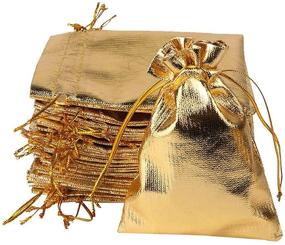 img 4 attached to 🎁 YUKUNTANG 100 Pcs Gold Drawstring Organza Bags - Perfect Party Wedding Favor Gift Jewelry Bags - 5x7 Inch Drawstring Pouches