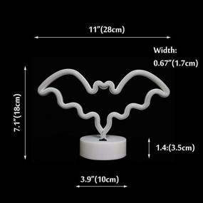 img 1 attached to Spooky LED Neon Bat Lights Halloween Decorations for Bedroom and Bar - Pink Bat Shape Night Lights, Battery Operated Table Lamp with Holder Base