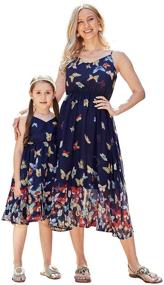 img 4 attached to 🦋 Vintage Butterfly Floral Printed Spaghetti Straps V-Neck Beach Cami Dress Set | Mommy and Me Matching Dresses - PopReal