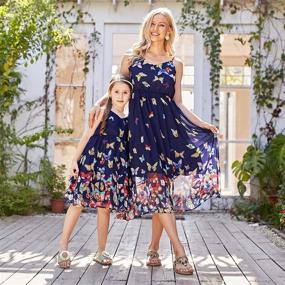 img 2 attached to 🦋 Vintage Butterfly Floral Printed Spaghetti Straps V-Neck Beach Cami Dress Set | Mommy and Me Matching Dresses - PopReal