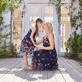 img 1 attached to 🦋 Vintage Butterfly Floral Printed Spaghetti Straps V-Neck Beach Cami Dress Set | Mommy and Me Matching Dresses - PopReal