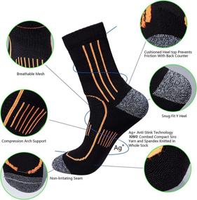 img 2 attached to 3-Pack Men's Anti Odor Black Cushioned Blister Resistant Crew Compression Hiking Trekking Socks