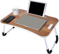 🖥️ portable laptop desk tray table with handle – multifunctional bed desk for reading, eating, working, writing, gaming, drawing – walnut finish логотип