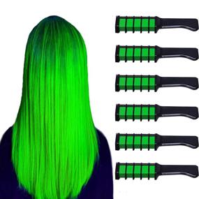 img 4 attached to 🎨 Temporary Green Hair Chalk Comb - Washable Bright Hair Dye for Girls, Kids Party, Cosplay, St. Patrick's Day, Halloween, and Christmas DIY - Perfect Gifts for Enhanced SEO