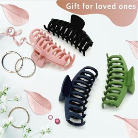 img 1 attached to 💇 Blicxo Matte Hair Clips for Women: 4-Pack Claw Clips for Thick and Thin Hair - Non-Slip, 4 Inch Hair Claw Clips for Girls - Large Jaw Clips for Short, Curly and Long Straight Hair Styling (Pack of 4)