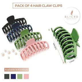 img 3 attached to 💇 Blicxo Matte Hair Clips for Women: 4-Pack Claw Clips for Thick and Thin Hair - Non-Slip, 4 Inch Hair Claw Clips for Girls - Large Jaw Clips for Short, Curly and Long Straight Hair Styling (Pack of 4)