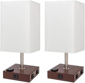 img 4 attached to 💡 DEEPLITE 2-Pack Table Lamp with USB Charging Ports and AC Outlets – Ideal for Bedroom, Nightstand, End Table, Office, Living Room