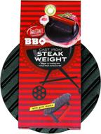 🍖 tablecraft bbq coated cast iron 7-inch round steak weight: small size, wood handle, black finish logo