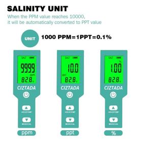 img 1 attached to 🌊 High-Performance Digital Salinity Tester for Salt Water - Advanced Aquarium Salinity Meter with Automatic Temperature Compensation (ATC), IP67 Water-resistant Design, Wide 0-200 PPT Range Multi-Parameter Tester for Seawater, Fish Tank, and Hydroponics