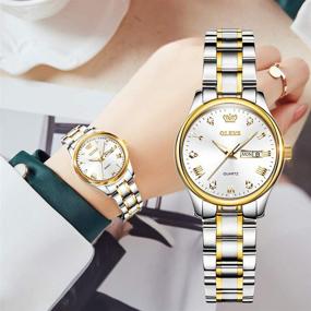 img 2 attached to ⌚ Stainless Steel Waterproof OLEVS Gold Watch for Women with Date Day, Small Face Quartz Analog Ladies Fashion Watches, Gold/Black/White Dial, Female Wristwatch