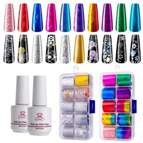 img 4 attached to ✨ Makartt Nail Foil Gel with Starry Sky Star Foil Stickers Set - Nail Art Transfer Tips, Foil Nail Accessories for Manicure DIY - 15ML Gel and 20PCS(2.5cm100cm) Christmas Sticker - Requires Nail Lamp