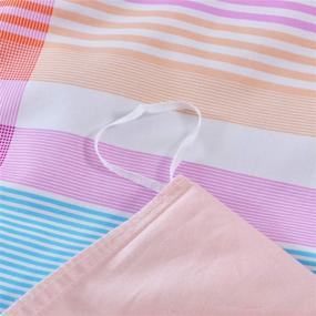 img 1 attached to 🛏️ Softta Twin XL Size 3-Piece Boho Colorful Lattice Stripe Duvet Cover Set - 100% Egyptian Cotton Bedding for Student Girls in Pink, Red, and Orange