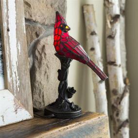 img 3 attached to 🐦 Red Stained Glass Bird Accent Lamp - 13.5 Inches Height