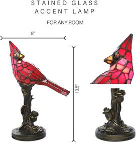 img 2 attached to 🐦 Red Stained Glass Bird Accent Lamp - 13.5 Inches Height