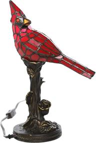 img 4 attached to 🐦 Red Stained Glass Bird Accent Lamp - 13.5 Inches Height