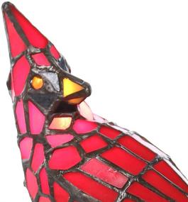 img 1 attached to 🐦 Red Stained Glass Bird Accent Lamp - 13.5 Inches Height