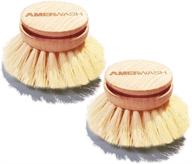 🧽 amerwash plus classic dish brush replacement head 2-pack - natural bristle tampico fiber for versatile cleaning, kitchen scrubber logo