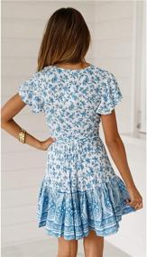 img 1 attached to 🌸 AEL Womens Floral Print Bohemian Dresses: Elegant & Trendy Short Sleeve Beach Vintage Party Wrap Mini Dress with Belt