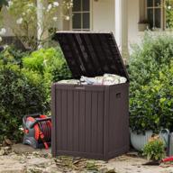 📦 contemporary wicker design resin outdoor plastic storage box - 52 gallon capacity - long lasting construction for patio, garage, yard (brown) logo