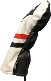 img 3 attached to 🏌️ Vintage Leather Style 1 Driver Head Cover - Majek Retro Golf Headcover: Classic White, Red, and Black Design; Fits 460cc Drivers