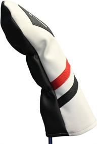 img 1 attached to 🏌️ Vintage Leather Style 1 Driver Head Cover - Majek Retro Golf Headcover: Classic White, Red, and Black Design; Fits 460cc Drivers