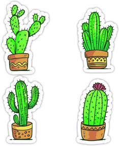 img 4 attached to 🌵 Cactus Collection - Set of 4 Vinyl Decal Stickers, 2-Inch Laptop, Car, Decor, Window Stickers - High-Quality Vinyl Decal Set with 4 Stickers each, 2-Inch Vinyl Decal