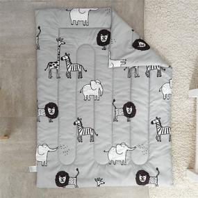 img 1 attached to 🐑 FlySheep Premium Gray Grey Toddler Bedding Set for Baby Boys with Multi Animals Print - Quilted Comforter, Flat Sheet, Fitted Sheet & Pillow Case Included