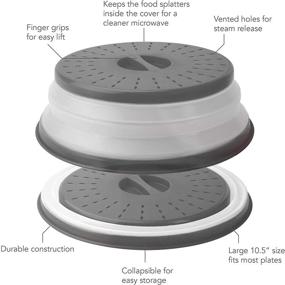 img 2 attached to 🍽️ Тарелка с крышкой Tovolo с вентиляцией и складными стенками для использования в микроволновке с удобной рукояткой - Можно мыть в посудомоечной машине, безопасная для пищевых продуктов силиконовая и пластиковая конструкция - 10.5 дюймов (26.7 см) диаметр - угольного оттенка