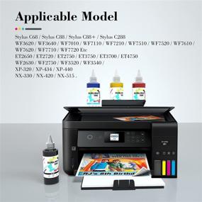 img 3 attached to 🖨️ 400ML Sublimation Ink Refill for Epson C88 C88+ WF7720 ET2720 WF7710 ET2650 ET2750 WF2750 WF3620 Inkjet Printers: Heat Press Transfer on Mugs, Plates, Polyester Shirts, and Phone Cases (BK/M/Y/C)