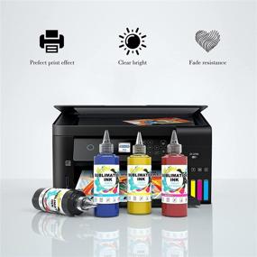 img 1 attached to 🖨️ 400ML Sublimation Ink Refill for Epson C88 C88+ WF7720 ET2720 WF7710 ET2650 ET2750 WF2750 WF3620 Inkjet Printers: Heat Press Transfer on Mugs, Plates, Polyester Shirts, and Phone Cases (BK/M/Y/C)