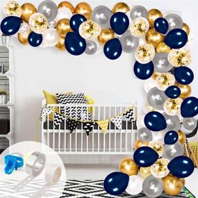 img 2 attached to Navy Blue Balloons Garland Kit: 115pcs White Silver Gold Confetti Balloons Arch Set for Memorable Celebrations