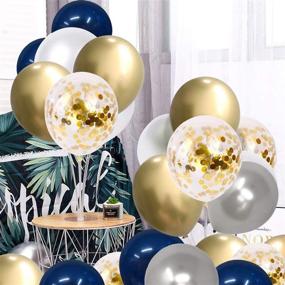 img 1 attached to Navy Blue Balloons Garland Kit: 115pcs White Silver Gold Confetti Balloons Arch Set for Memorable Celebrations