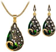 💎 exquisite comelyjewel women gems peacock pendant earrings necklace vintage wedding jewelry set: a durable and useful ensemble logo