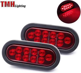 img 4 attached to 🚦 TMH (Pack of 2) 6 Inch 10 LED Oval Flush Mount Red Stop Turn Signal Brake Marker Tail LED Light for Truck Trailer RV Bus 12V Rubber Grommet & Plug Included: Ultimate Lighting Solution