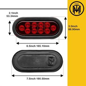img 3 attached to 🚦 TMH (Pack of 2) 6 Inch 10 LED Oval Flush Mount Red Stop Turn Signal Brake Marker Tail LED Light for Truck Trailer RV Bus 12V Rubber Grommet & Plug Included: Ultimate Lighting Solution