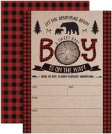 👶 lumberjack baby shower invitations: boy, mama bear & woodland theme - 20 fill-in invitations & envelopes logo