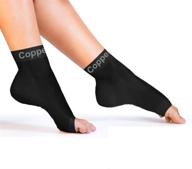 🦶 copper compression recovery foot sleeves | plantar fasciitis support socks | speed up recovery & relieve heel spurs, arch pain, foot swelling & ankle injuries | 1 pair, medium логотип