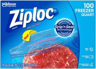 ziploc quart food storage freezer bags: 100 🔒 count with advanced grip 'n seal technology for easier handling logo