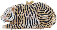 🐯 fawziya big tiger clutch purse - sparkling rhinestone evening bag for women - elegant bling clutches logo
