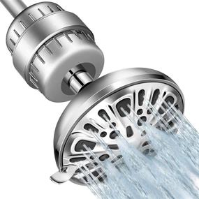 img 4 attached to 💧 High Pressure Shower Head with 9 Modes and 15 Stages Shower Filter Combo - High Flow Filtered Showerhead for Water Saving, Softening Hard Water and Soothing Dry Skin/Hair