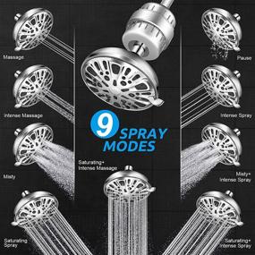 img 2 attached to 💧 High Pressure Shower Head with 9 Modes and 15 Stages Shower Filter Combo - High Flow Filtered Showerhead for Water Saving, Softening Hard Water and Soothing Dry Skin/Hair