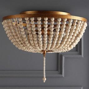 img 3 attached to 🔆 JONATHAN Y JYL9019A Allison 15" Wood Beaded/Metal LED Flush Mount: Contemporary Transitional Design in Gold, Perfect for Bedroom, Livingroom, Office