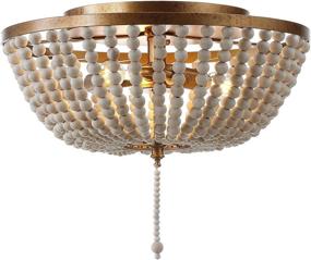 img 1 attached to 🔆 JONATHAN Y JYL9019A Allison 15" Wood Beaded/Metal LED Flush Mount: Contemporary Transitional Design in Gold, Perfect for Bedroom, Livingroom, Office