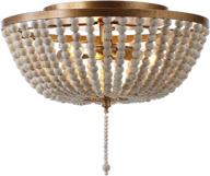 🔆 jonathan y jyl9019a allison 15" wood beaded/metal led flush mount: contemporary transitional design in gold, perfect for bedroom, livingroom, office logo