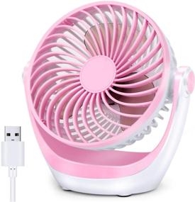 img 4 attached to Aluan Desk Fan: Powerful Airflow, Ultra Quiet Portable Table Fan, Adjustable Speed & 360°Rotatable Head, Perfect for Home, Office, Bedroom, Table and Desktop Use - Pink