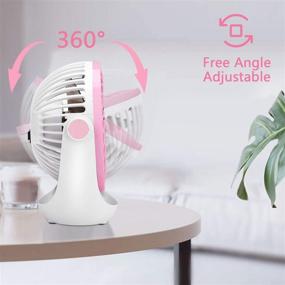 img 1 attached to Aluan Desk Fan: Powerful Airflow, Ultra Quiet Portable Table Fan, Adjustable Speed & 360°Rotatable Head, Perfect for Home, Office, Bedroom, Table and Desktop Use - Pink