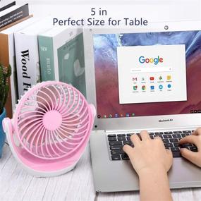 img 2 attached to Aluan Desk Fan: Powerful Airflow, Ultra Quiet Portable Table Fan, Adjustable Speed & 360°Rotatable Head, Perfect for Home, Office, Bedroom, Table and Desktop Use - Pink